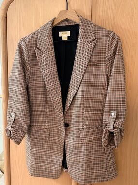 Maeve Blazer Tan Check Plaid Size US 2 Anthropologie